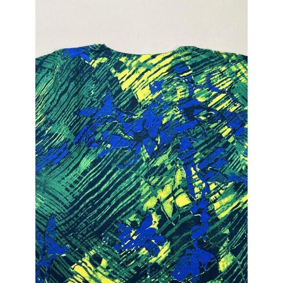 KENAR Blue Green Silk Blend Daphne Knit Top Size M Multicolor Print Short Sleeve - Picture 4 of 10